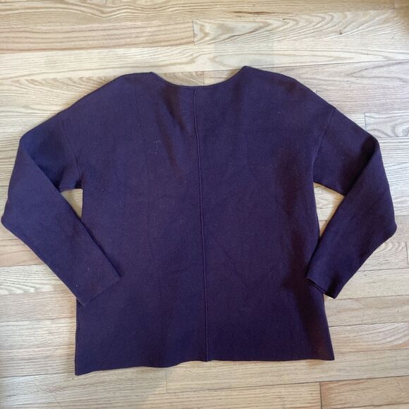 J. Jill Majestic V-Neck Sweater Small Cotton Blend 253681‎ Purple Drop Shoulder - Picture 5 of 5